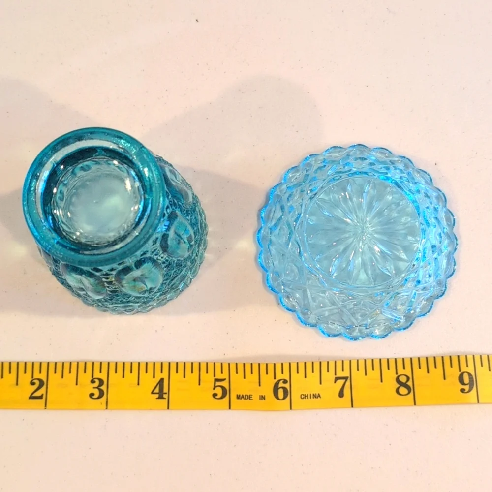 2 Pieces Vintage Blue Mid Century Glass.